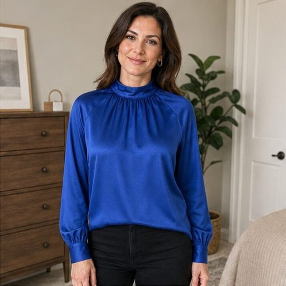 Ivory Tie Neck Blouse - Picture 2 of 6